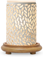 Pearl Petal Mosaic Simmering Light with Wood Grain Base